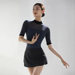 Mädchen-ballett-tanz-trikotanzug-10pieces Frauen Halbe hülse Hohe kragen Gymnastik Tanzen Kostüm Erwachsene Ballerina Dancewear Ballett Trikot