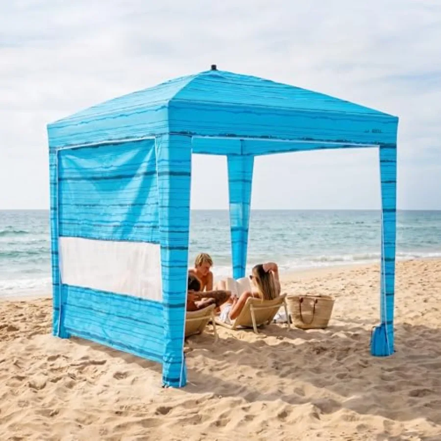 

Beach Tent for Outdoor Use, Polyester Fabric, Deep Sea Blue, Easy Setup with UPF 50+ UV Protection and Sand Pockets for Stabili