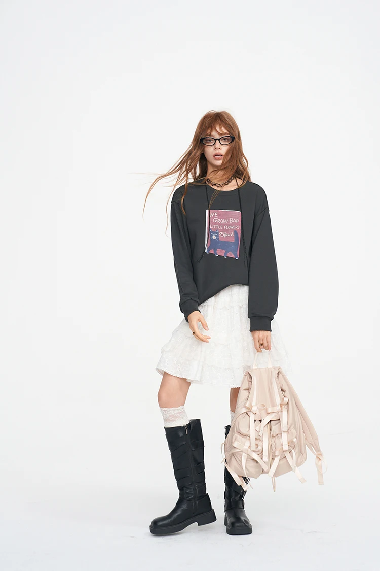 ELFSACK Damen-Sweatshirt mit Grafik- und Slogan-Print, Alltags-Outdoor-Oberteil – Detail 10