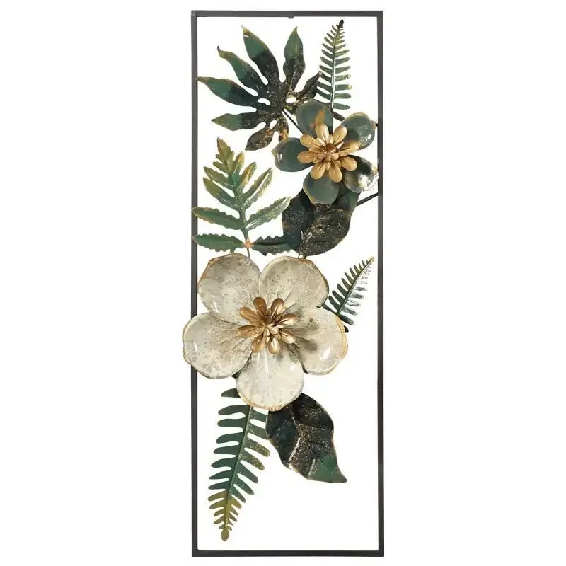 

Американское настенное украшение ручной работы: расписной антикварный железный декор с зелеными растениями и цветами для дома, гостиной, прихожей