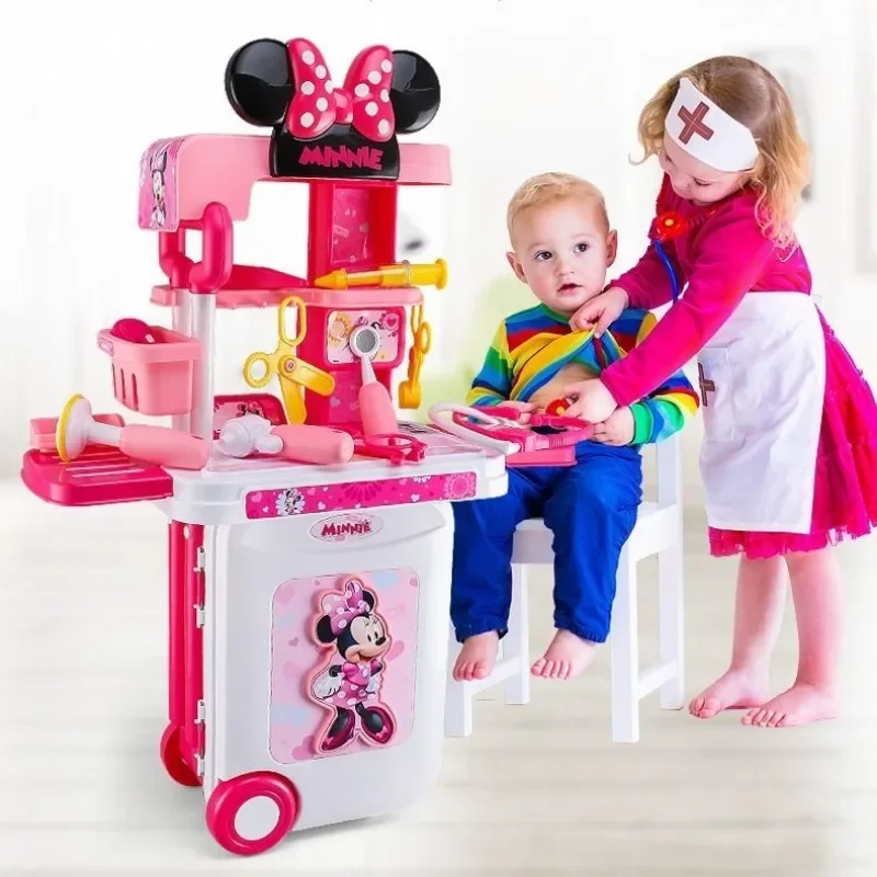 Disney new Mickey Minnie Frozen utensili da cucina per bambini simulazione stoviglie ragazze giocano a casa giocattoli trolley box