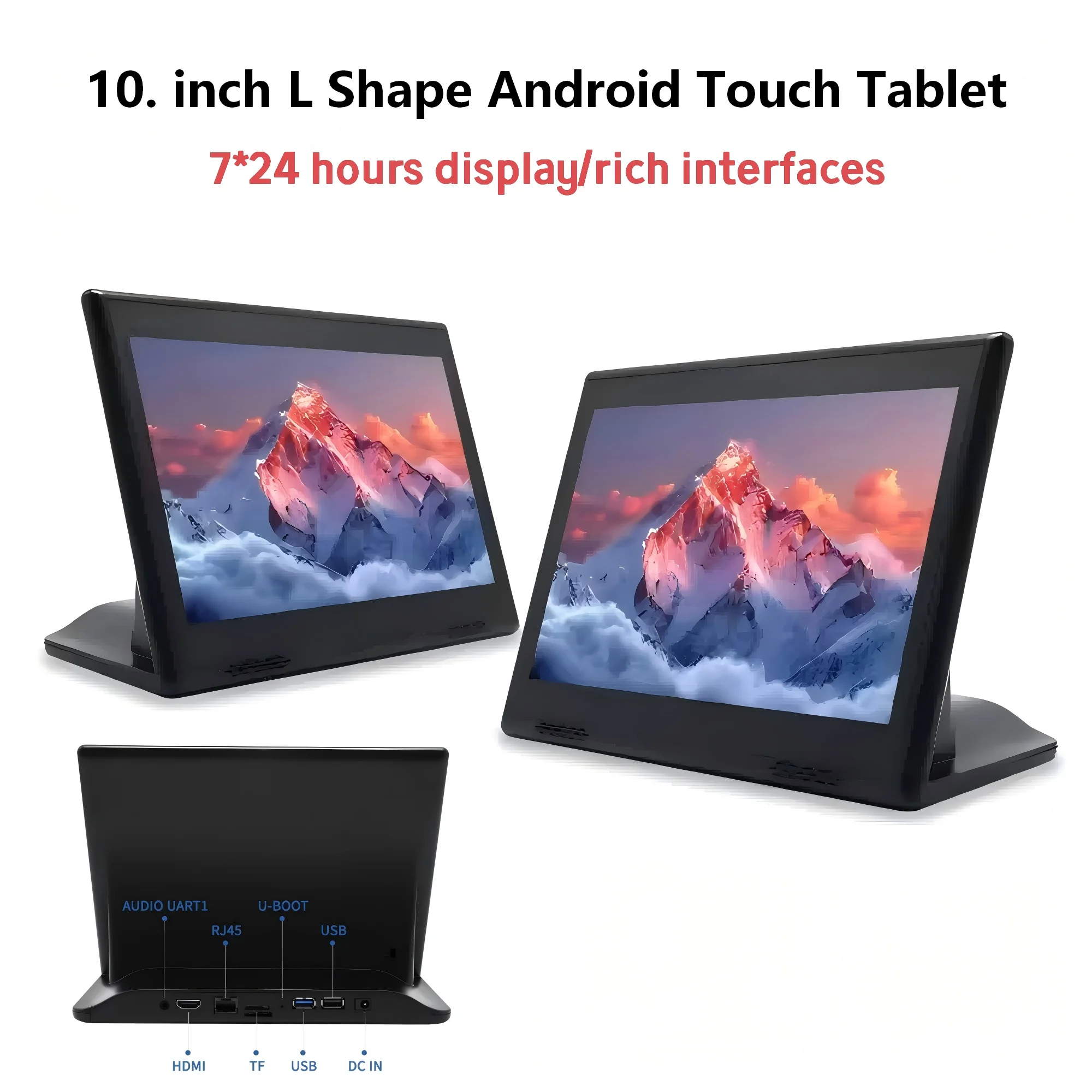 

L Shape 10.1 Inch Android 14 Desktop POS, Touch Screen Loyverse Tablet, Restaurant Menu Terminal Customer Display with 2 Speaker