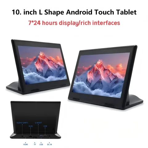 Terminal de point de vente de bureau Android 14/11 en forme de L de 10,1 pouces, tablette tactile Loyverse, écran client pour menu de restaurant