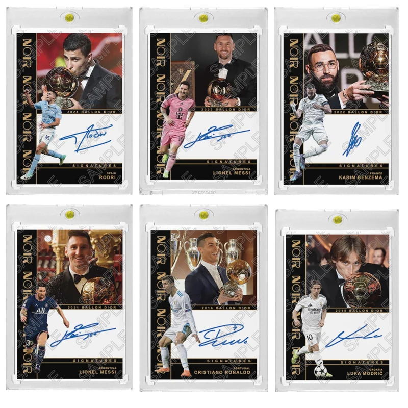 Tarjeta Coleccionable de Estrella de Fútbol 2025, Réplica del Premio Balón de Oro, Messi, Rodri, Real Madrid, Benzema, Modric, Tarjeta de Refracción Hecha a Mano
