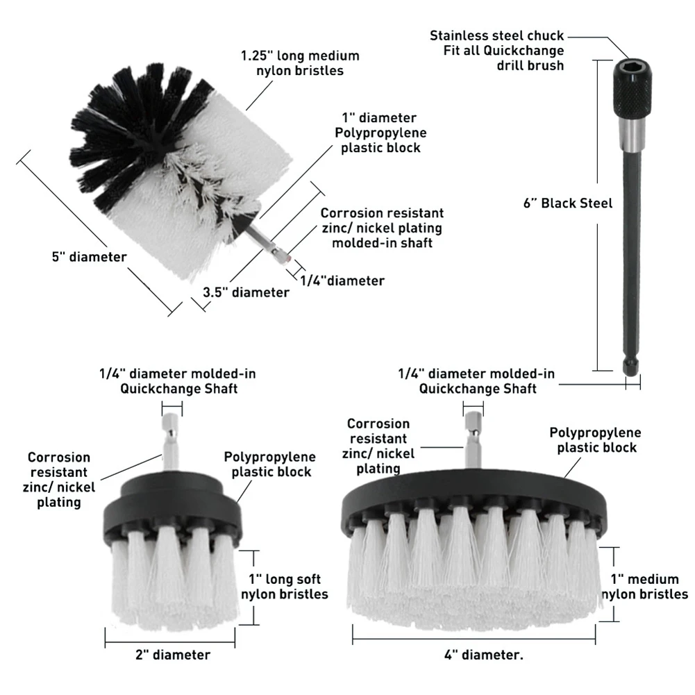 Kit de taladro eléctrico para alfombras, limpiador multiusos, herramientas de limpieza de neumáticos automáticos, cepillos de fregado de baño con extensor A