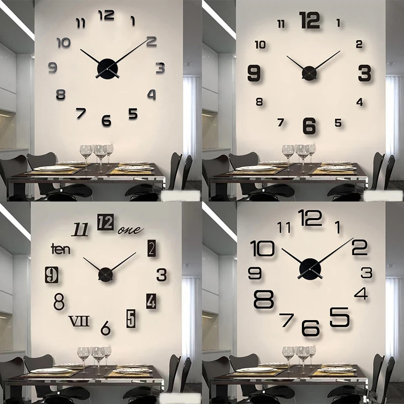 3D Wandklok Lichtgevende Frameloze Digitale Klok Acryl Spiegel Muurstickers Home Woonkamer Slaapkamer Kantoor Decor Opknoping Horloge