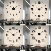 3D Wall Clock Luminous Frameless Digital Clock Acrylic Mirror Wall Stickers Home Living Room Bedroom Office Decor Hanging Watch