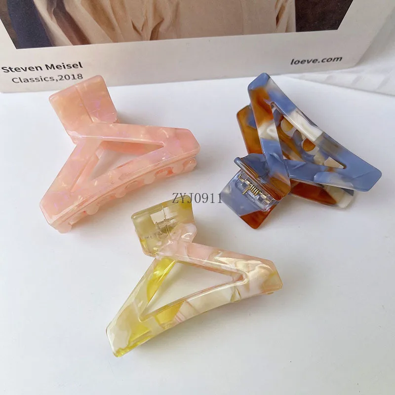 * جديد المتخصصة تصميم الرجعية 6.5 سنتيمتر الثلاثي الجوف الملونة العنب كليب عالية الجودة حمض الخليك القرش كليب إكسسوارات الشعر