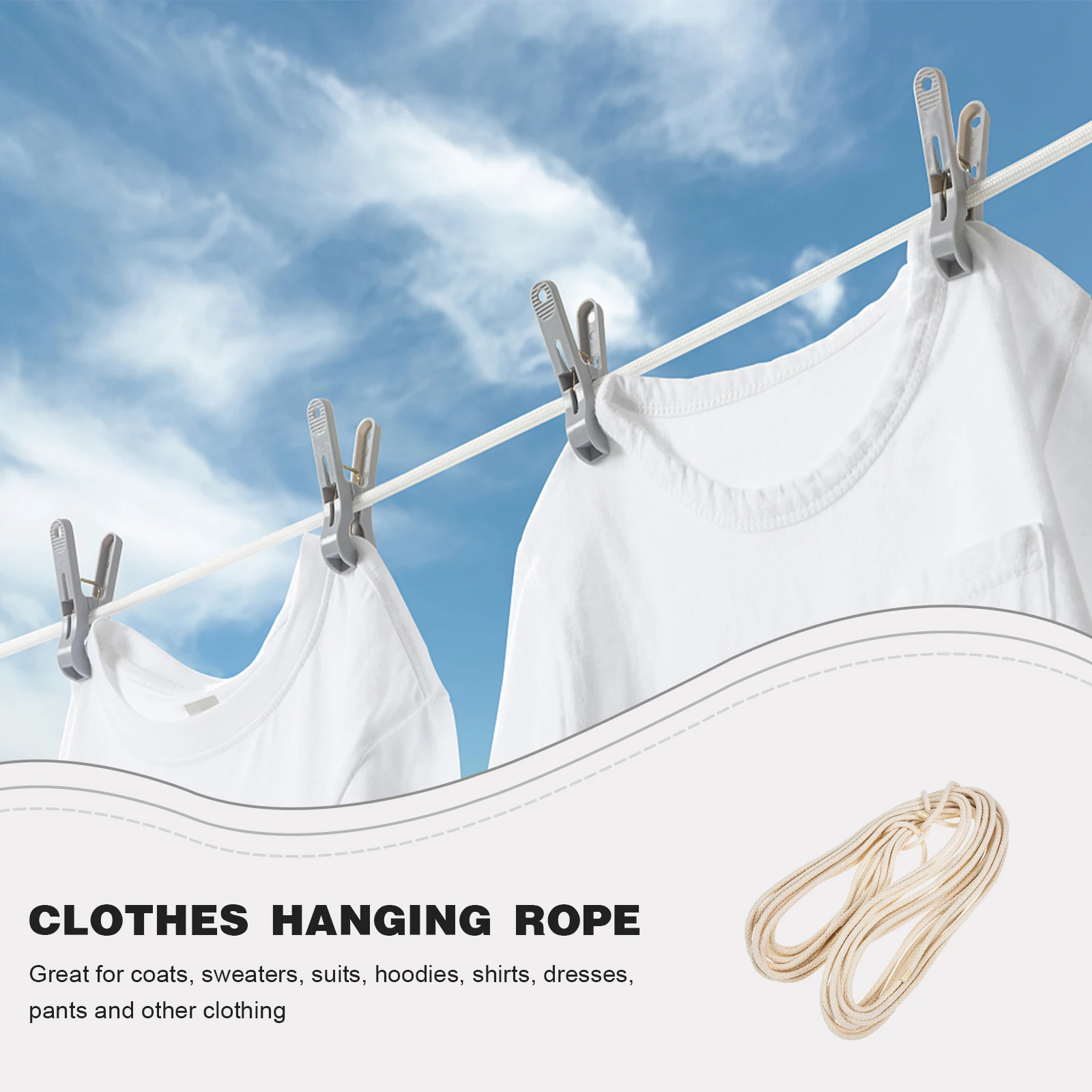 

Premium Cotton Hanging Rope 2 Pack Space Saving Clothes Organizer Anti-Aging Hanger Closet Storage Multi-Purpose Household Rope