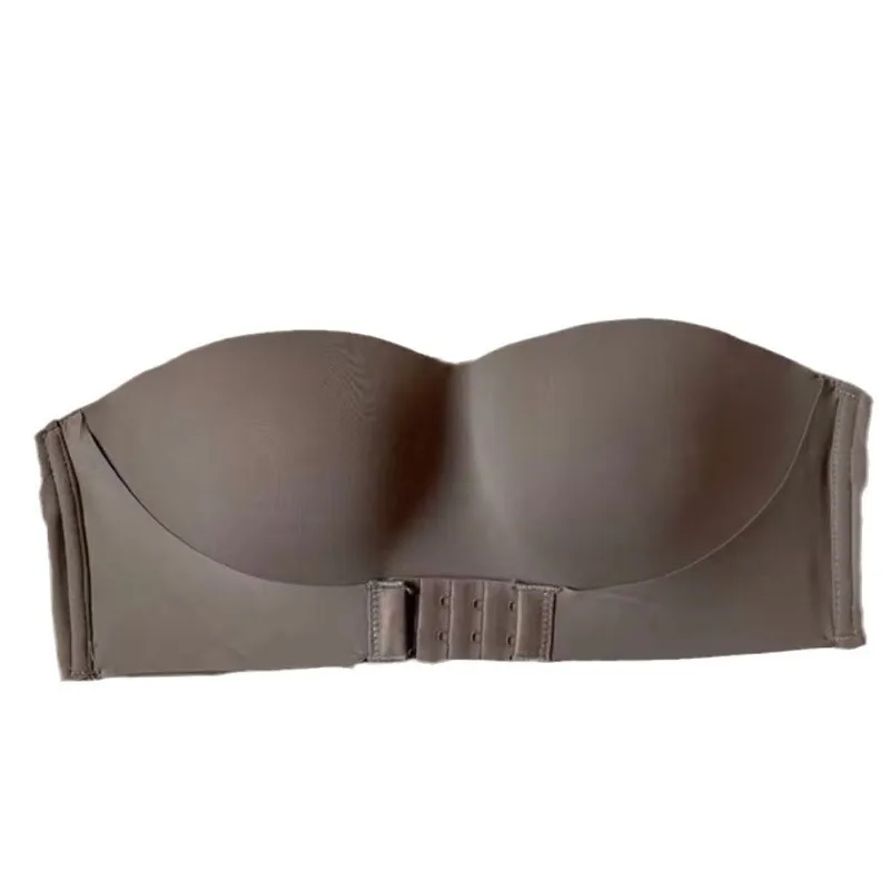 Strapless Bra for Women with Small Breasts Push-up Non-slip Invisible Tube Top Front Buckle Seamless One-piece Bra Cup