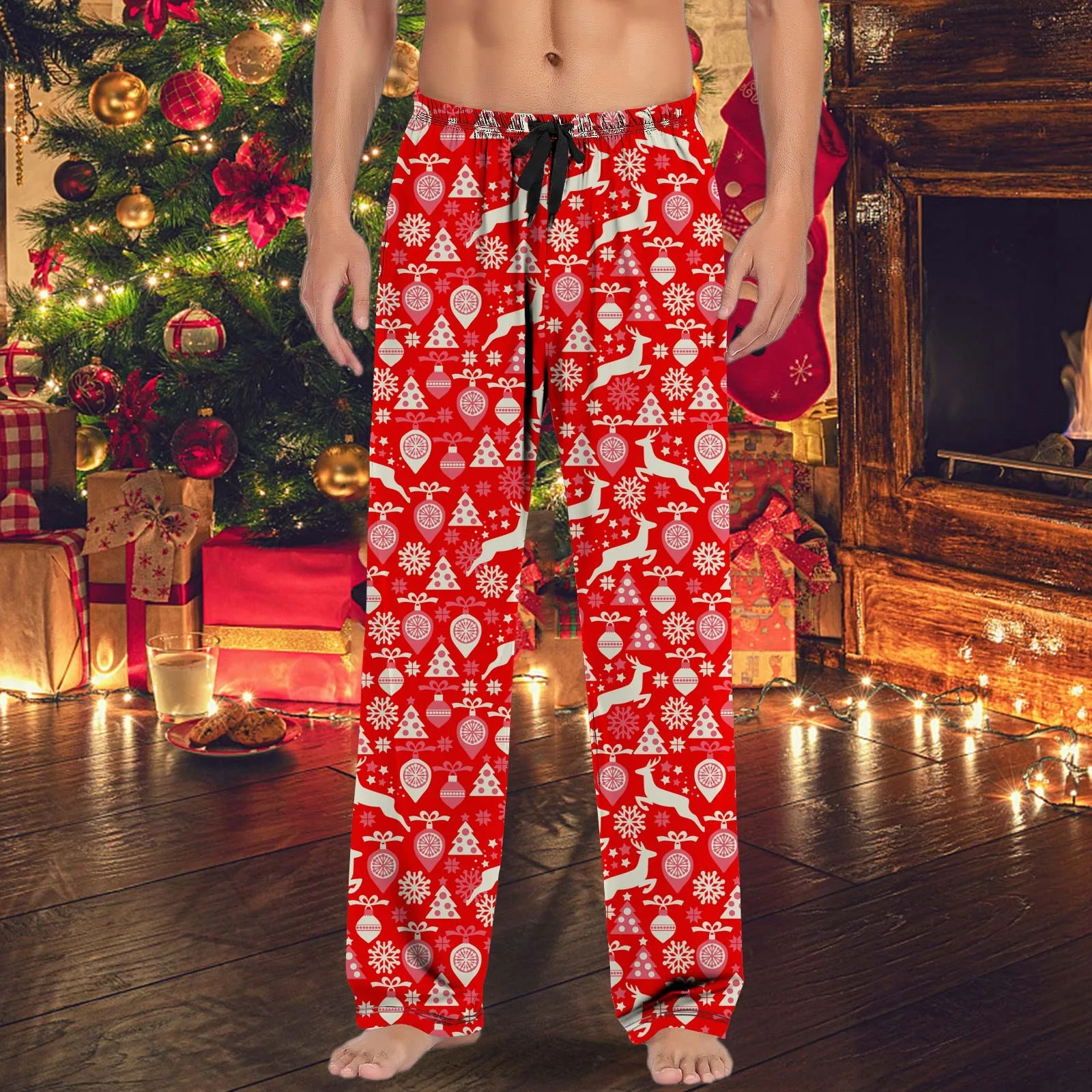 Pantalones de Feliz Navidad para hombre, pantalones de pijama con estampado navideño de ciervo feo, pantalones cómodos de gimnasio para Año Nuevo, pantalones para correr de gran tamaño para hombre, ropa de dormir