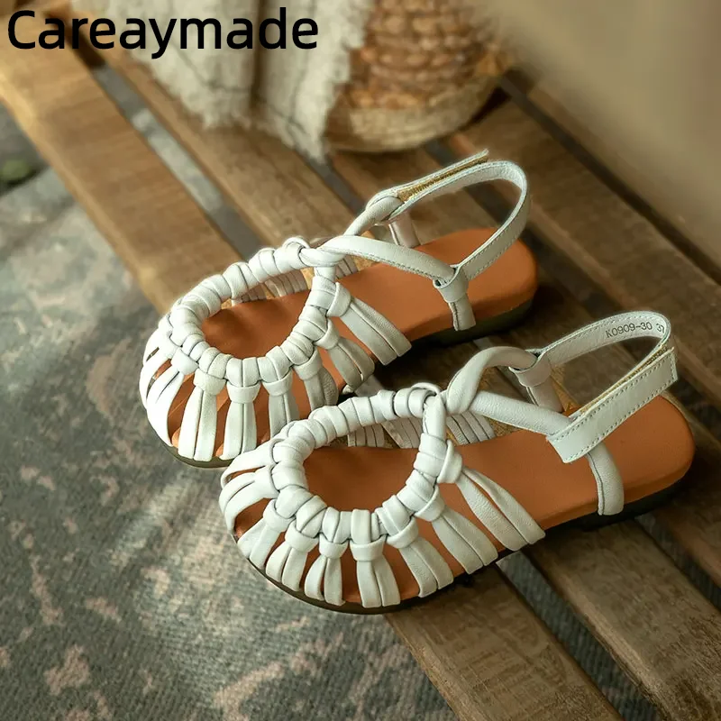 Careaymade-oryginalne skórzane pierwsze sandały nowe damskie letnie tkane miękkie podeszwy spersonalizowane damskie Lesiure obuwie plażowe