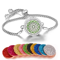 Aromatherapy Bracelet Diffuser Locket Tree of Life Adjustable Perfume Essential Oil Diffuser Bracelet Crystal Magnetic for Women