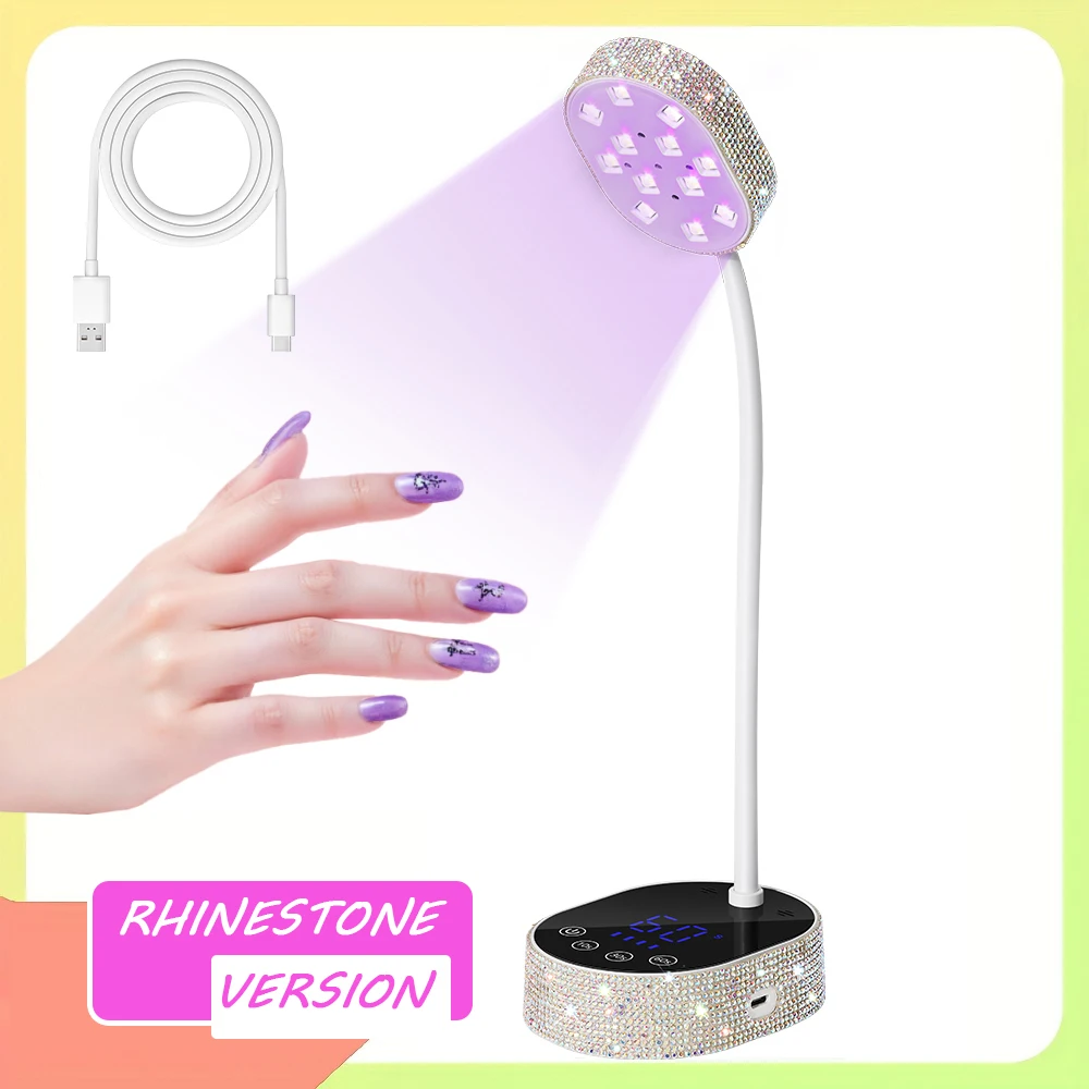 

DianaBeauty UV Led Nail Lamp Silver Rhinestone Rechargeable Nail Dryer with Touch Screen and 3 Timer Settings Manicure Tools