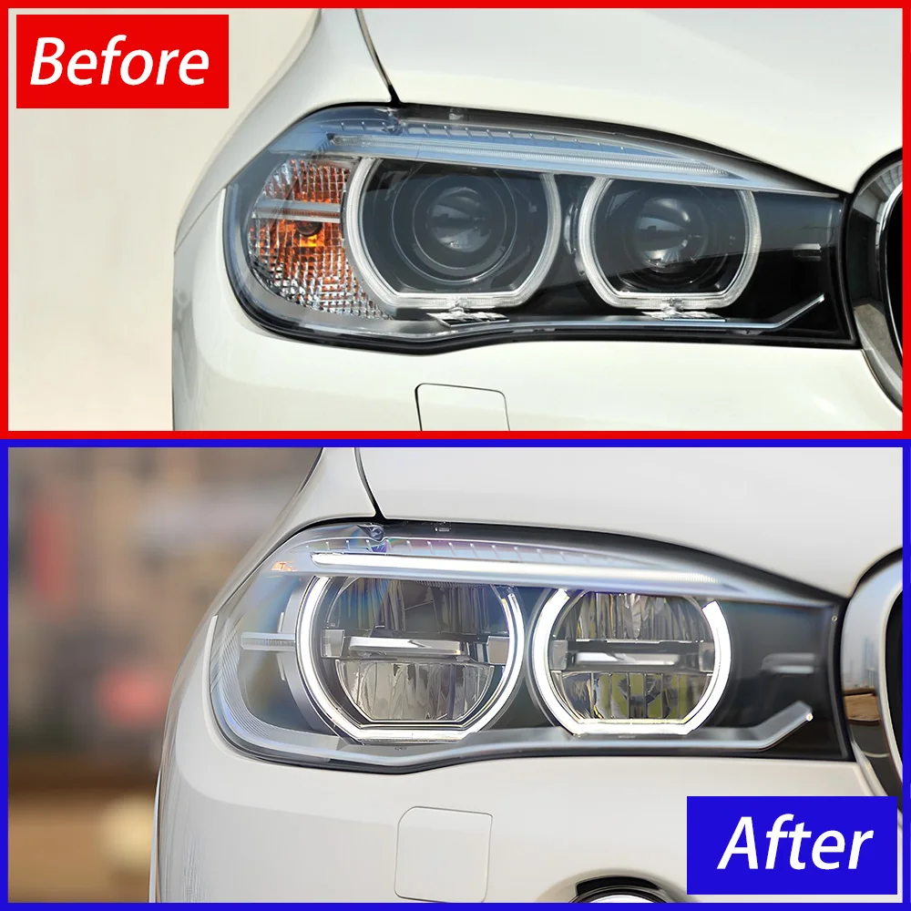 Zestaw przednich lamp LED do BMW X5 X6 28i 35i 50i F15 2014-2018, ulepszenie, wysoka jakość, soczewka projektorowa, akcesoria samochodowe.