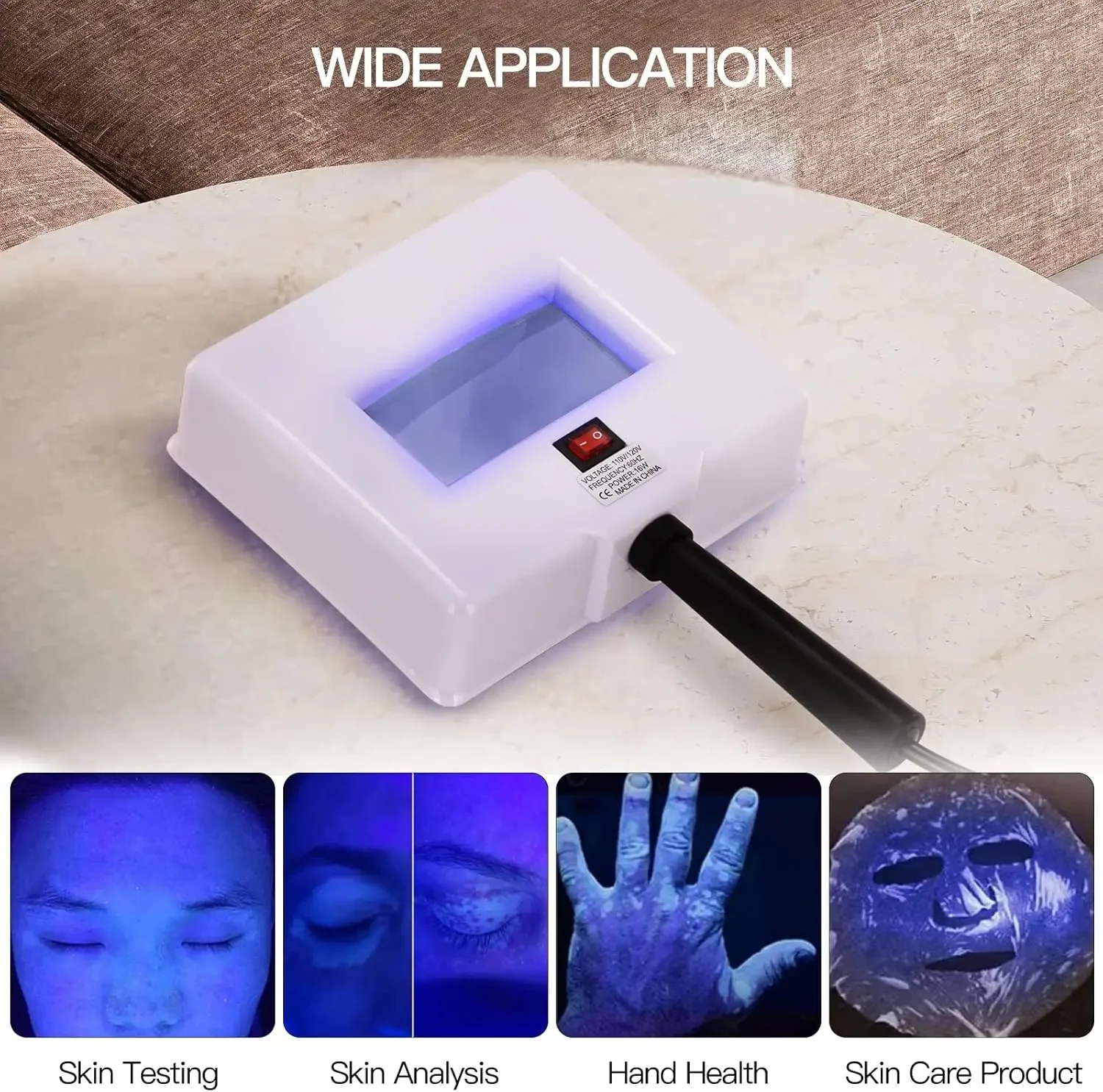 Analisador de pele facial com luz uv, com sombra, lâmpada de madeiras, analisador de pele para pele, detector facial para uso doméstico, salão de beleza