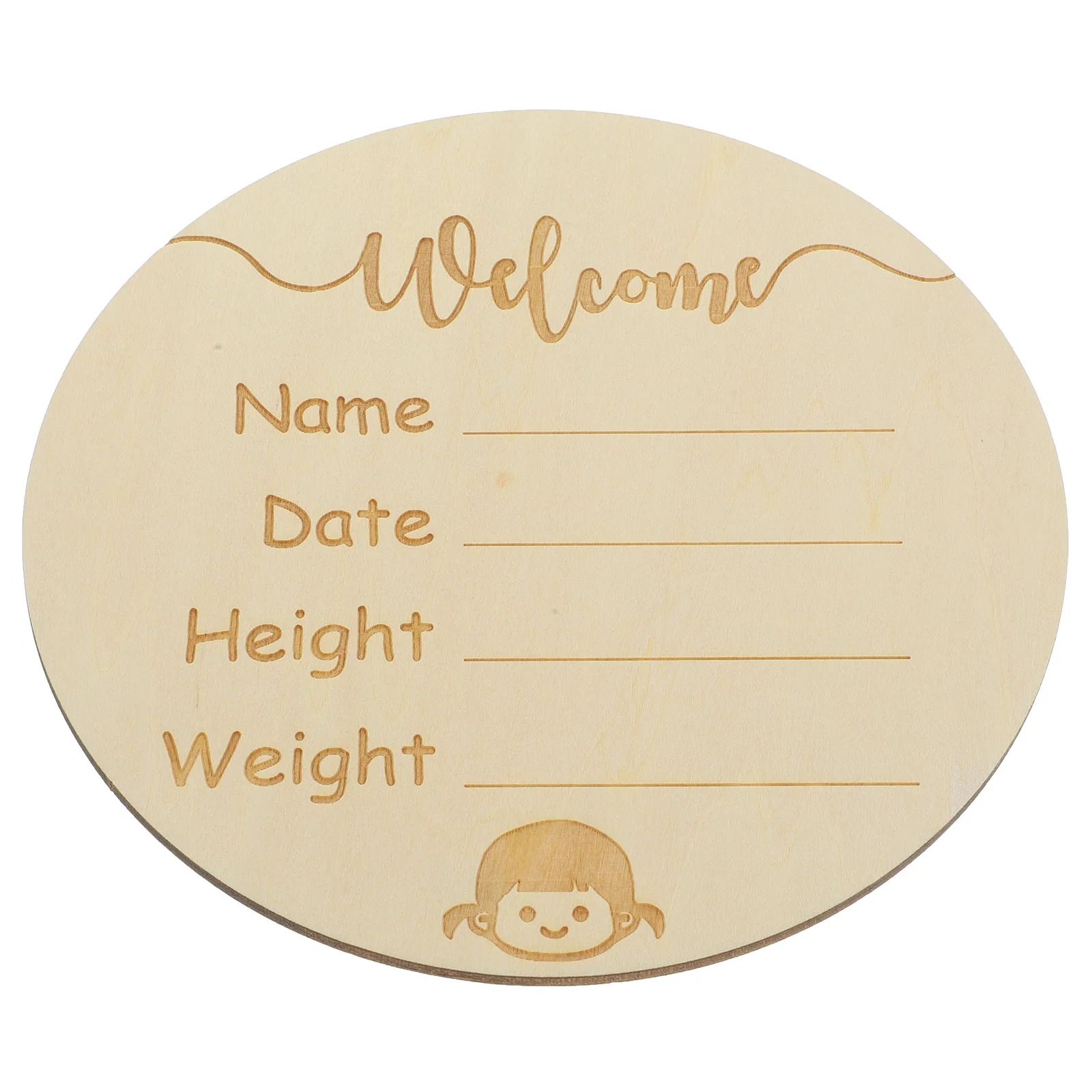 

Birth Announcement Sign Round Wooden Name Signs 8x8 Inches Natural Basswood Plywood Nursery Decor Newborn Gift Shower