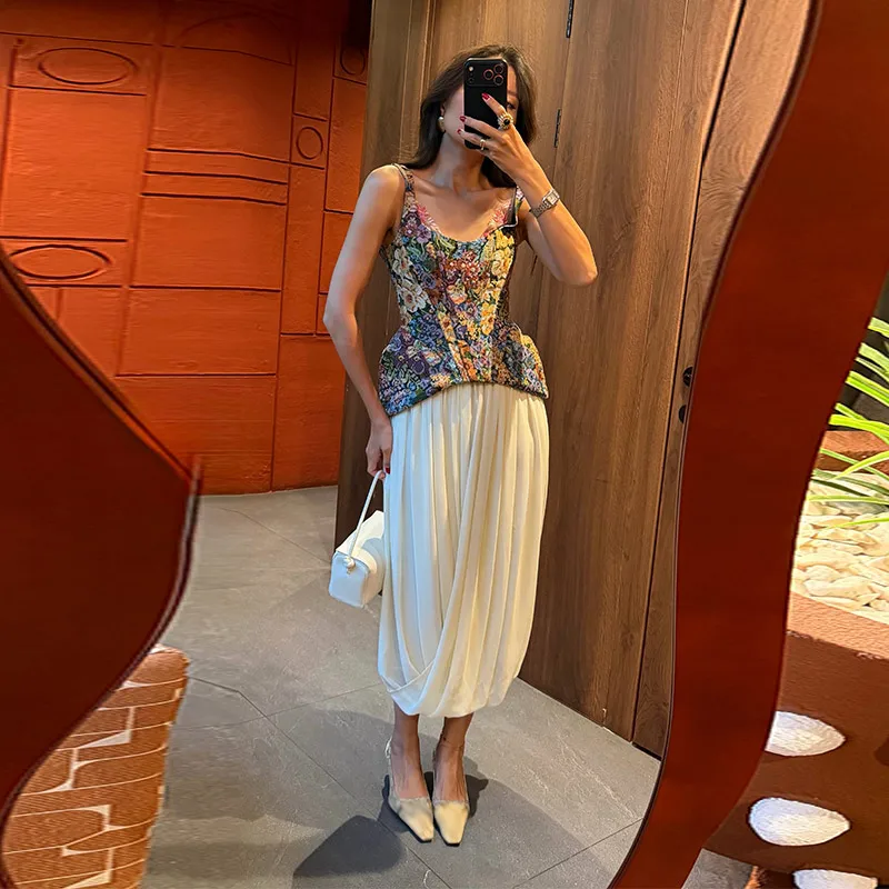 2026 Sommer Herbst Schickes Blumenmuster Slim Top Damen Ärmellos Schulterfrei Rückenfreies Reißverschluss-Top Damenweste Neu – Detail 6