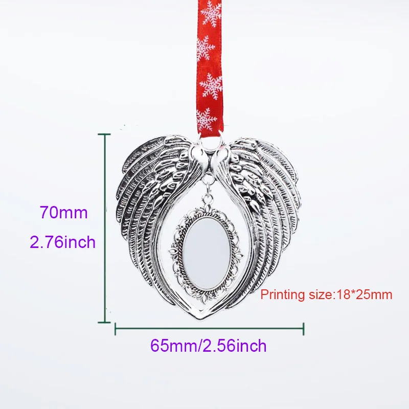 20pcs/Lot Oval Ornaments with Angel Wing Sublimation Angel Wing Ornament for Christmas Decoration