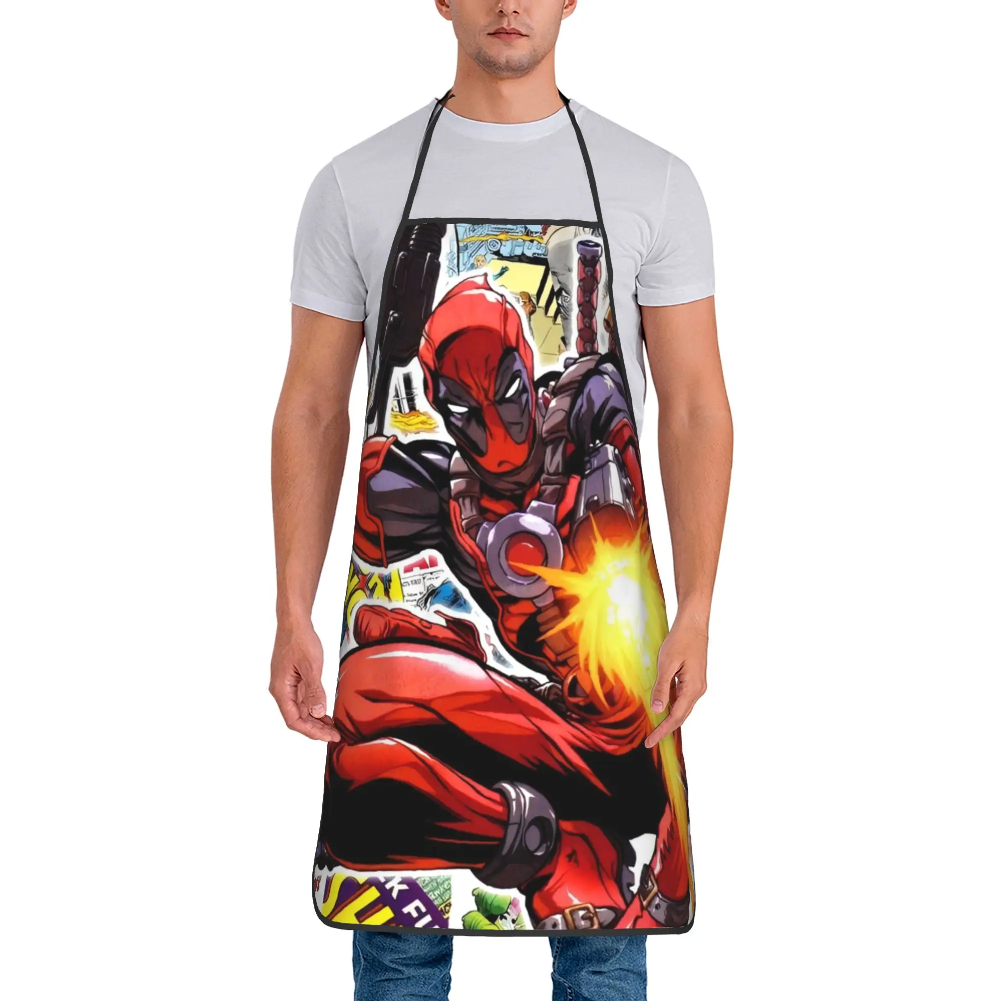 

Funny Deadpool Cooking Master Bib Aprons Kitchen Chef Marvel Marvel Tablier Cuisine for Cooking Baking Gardening