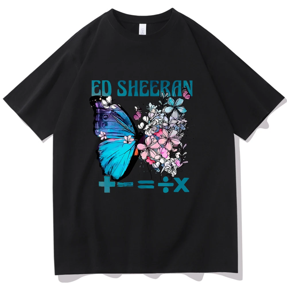 Ed Sheeran Mathematics Tour 2024 Butterfly T-shirt O-Neck Short Sleeve Shirts Fans Gift