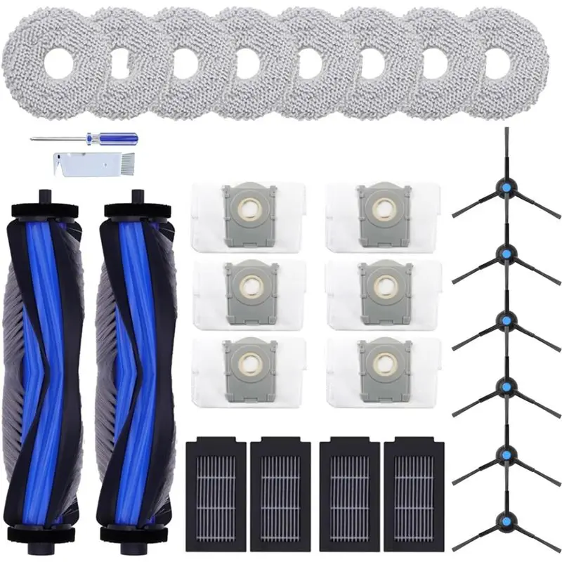 Y48A Accessories Kit Compatible For Ecovacs Deebot X8 Pro Omni/T50 Max Pro Omni, 27Pcs Roller Brush Filter Mop Cloth Dust Bag