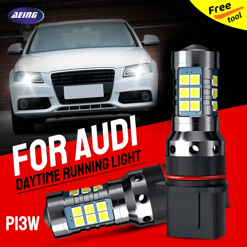 

2pcs Car DRL LED Blubs Daytime Running Light P13W Canbus Error Free For Audi A4 S4 RS4 B8 8K Avant Allroad Q5 8R 2008-2012