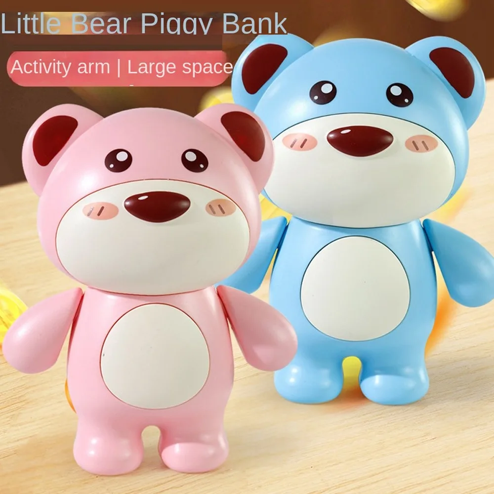 Réservoir d'épargne ours mignon tirelire bras mobile décoratif petites coffres d'argent grande capacité modèle ours enfants boîte de rangement