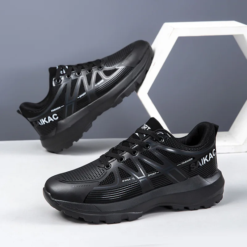 

New Men's Spring Autumn Waterproof Leather Surface Casual Sports Shoes Trendy Versatile Black Work Shoes Cold Adhesive
