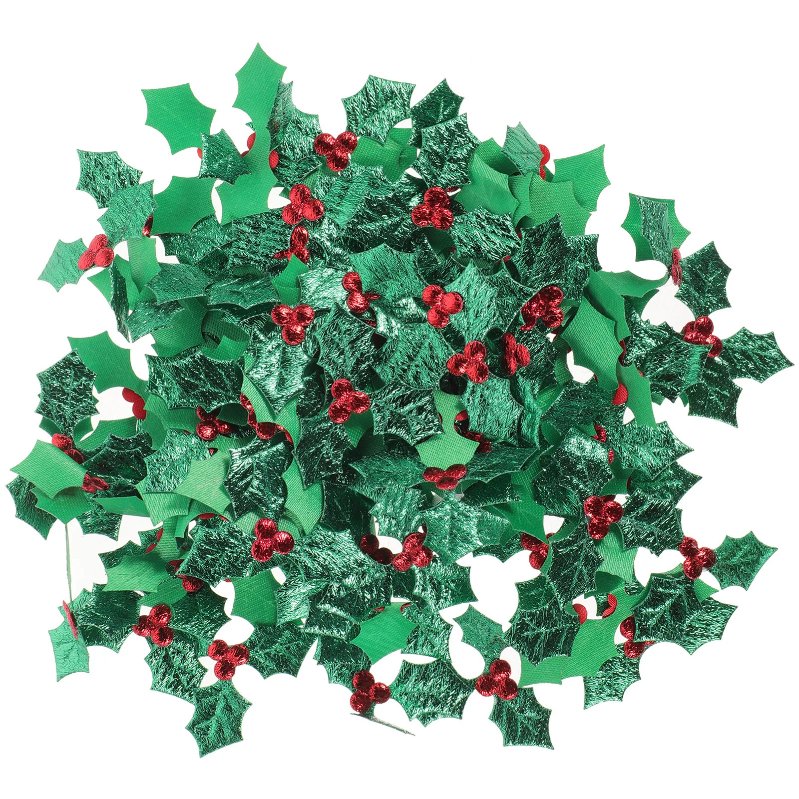

100pcs Christmas Headwear Artificial Holly Berry Green Leaf Picks 5Cm For Costume Party Home Decor Hanging Ornament Holiday