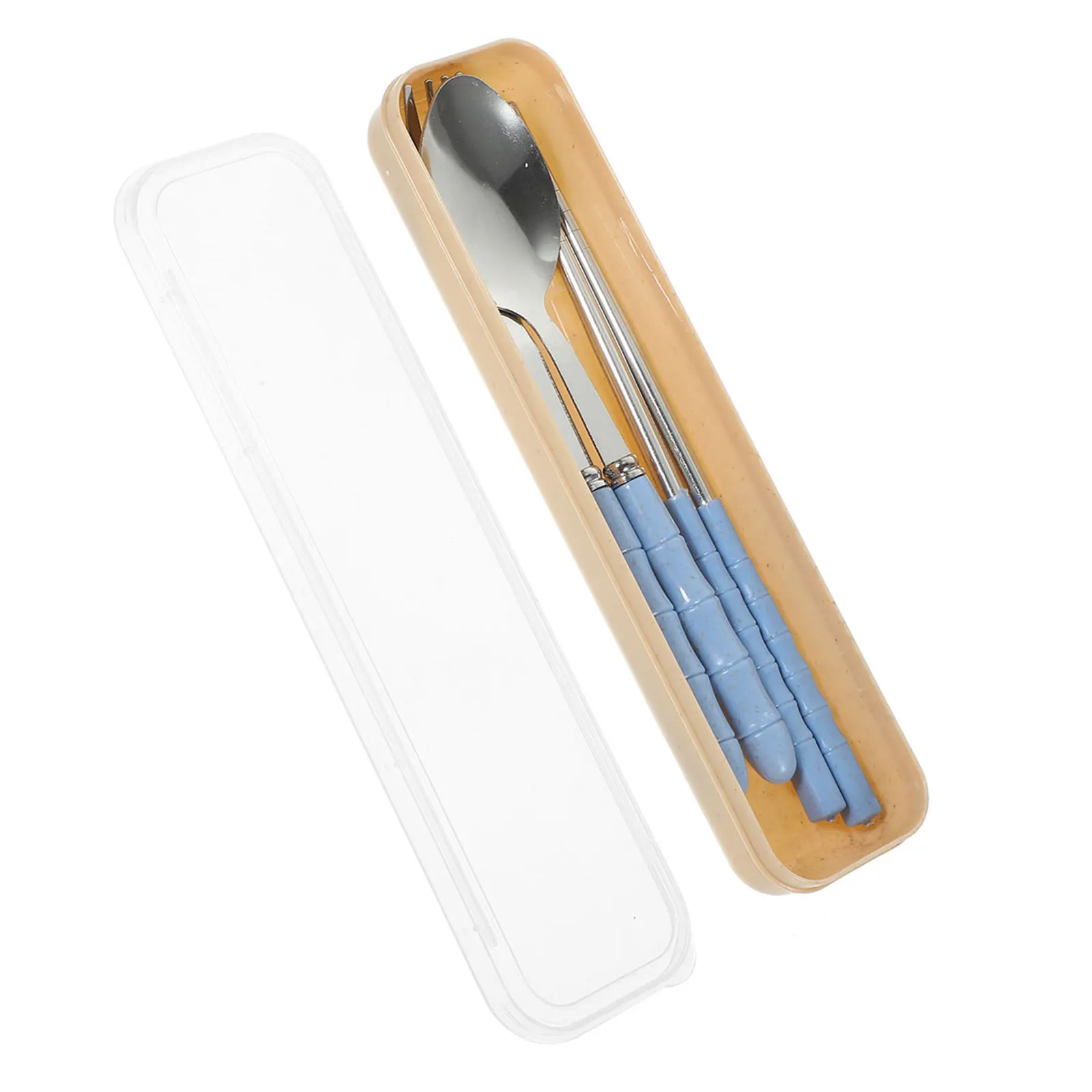 

Three-piece Set of Wheat Tableware Chopsticks Spoons Fork Stainless Steel Cutlery