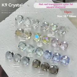 10 Stück Nagel Kristall Fett Quadrat 10mm mehrteiligen scharfen Boden kristall klaren Kristall 3D Nail Art Strass Dekorationen