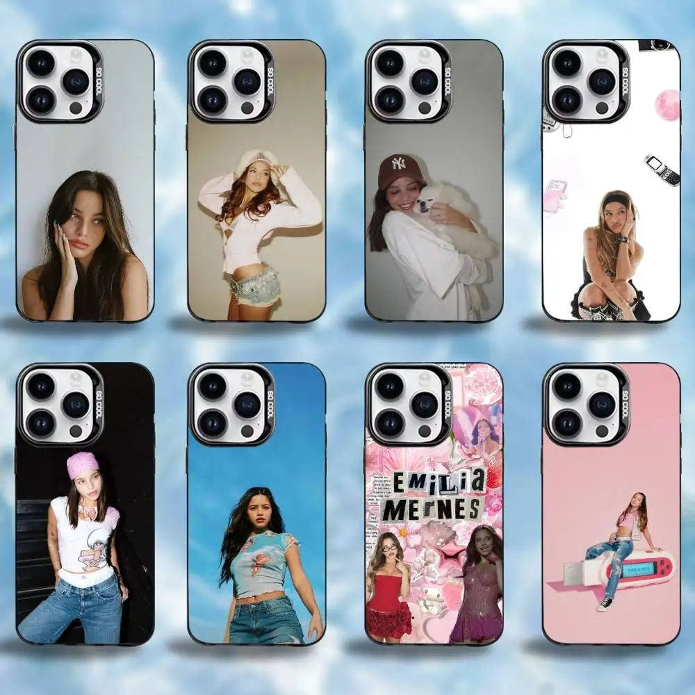 

Emilia Mernes Pretty Phone Case For iPhone17,16,15,14,13,12,11 Plus,Pro Max Black Border Silver Plated Cover