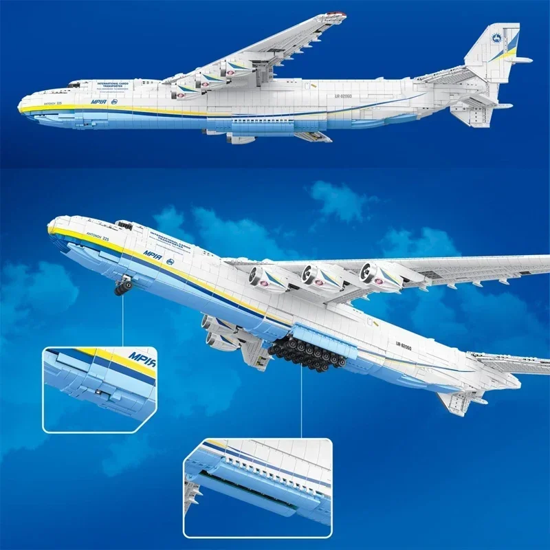 Moc blocos de construção grande aeronave de transporte An-225 modelo avião de aviação 57014 tijolos brinquedos 5350 pçs para crianças presente conjunto