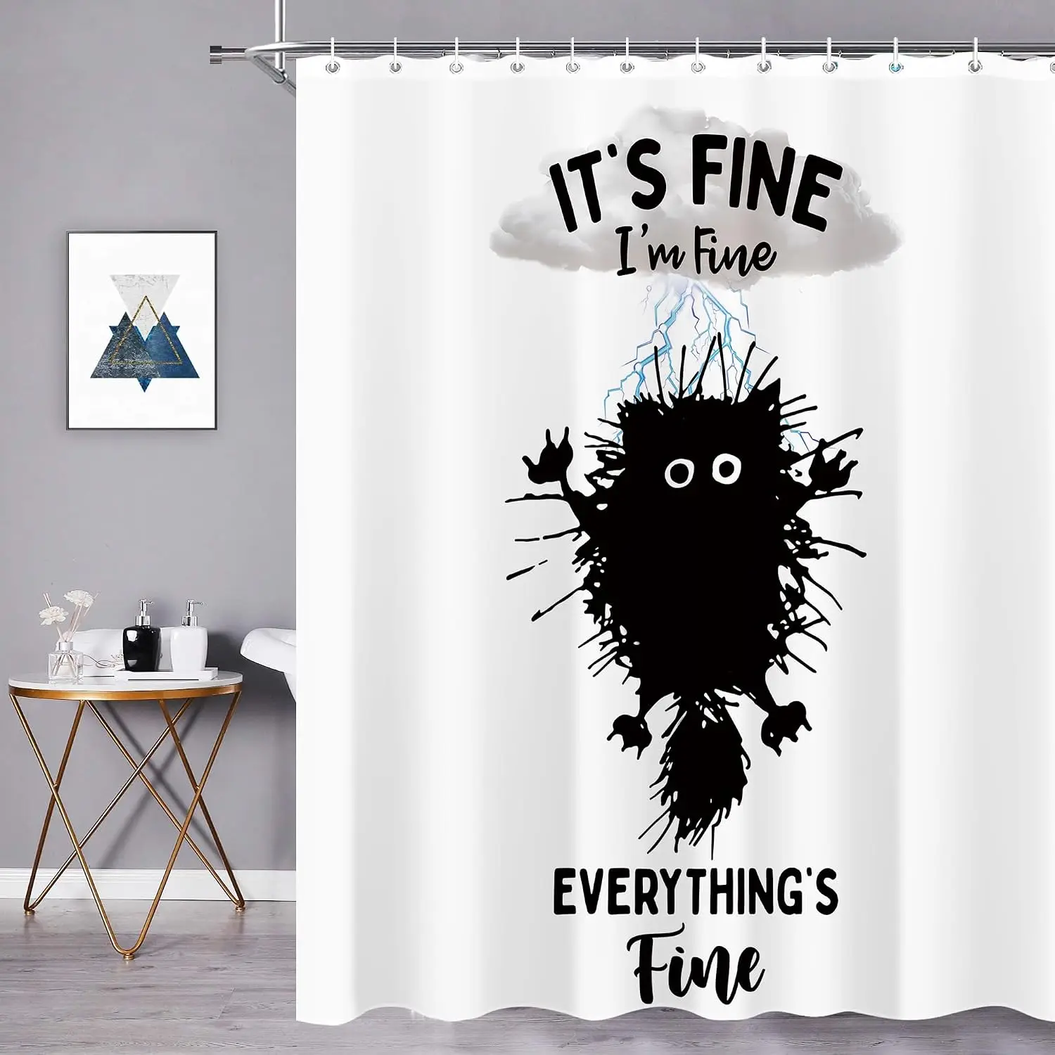 Funny Black Monster Shower Curtain, 