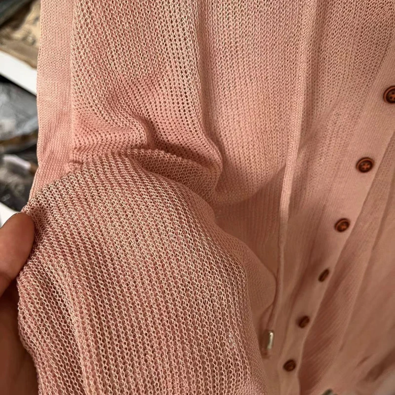 女性用帽子付き軽量カーディガン,長袖,シングルブレスト,ドローストリング,韓国日焼け止め,毎日毎日,夏