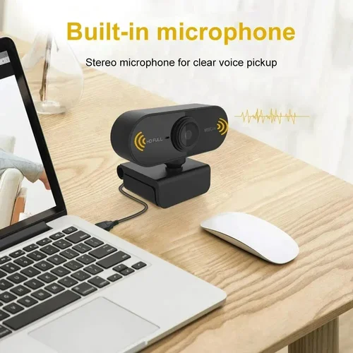 Imagen 2 del producto Cámara 1080P HD para ordenador, cámara HD USB con micrófono incorporado, cámara de red USB, cámara Web para trabajo con micrófono y trípode