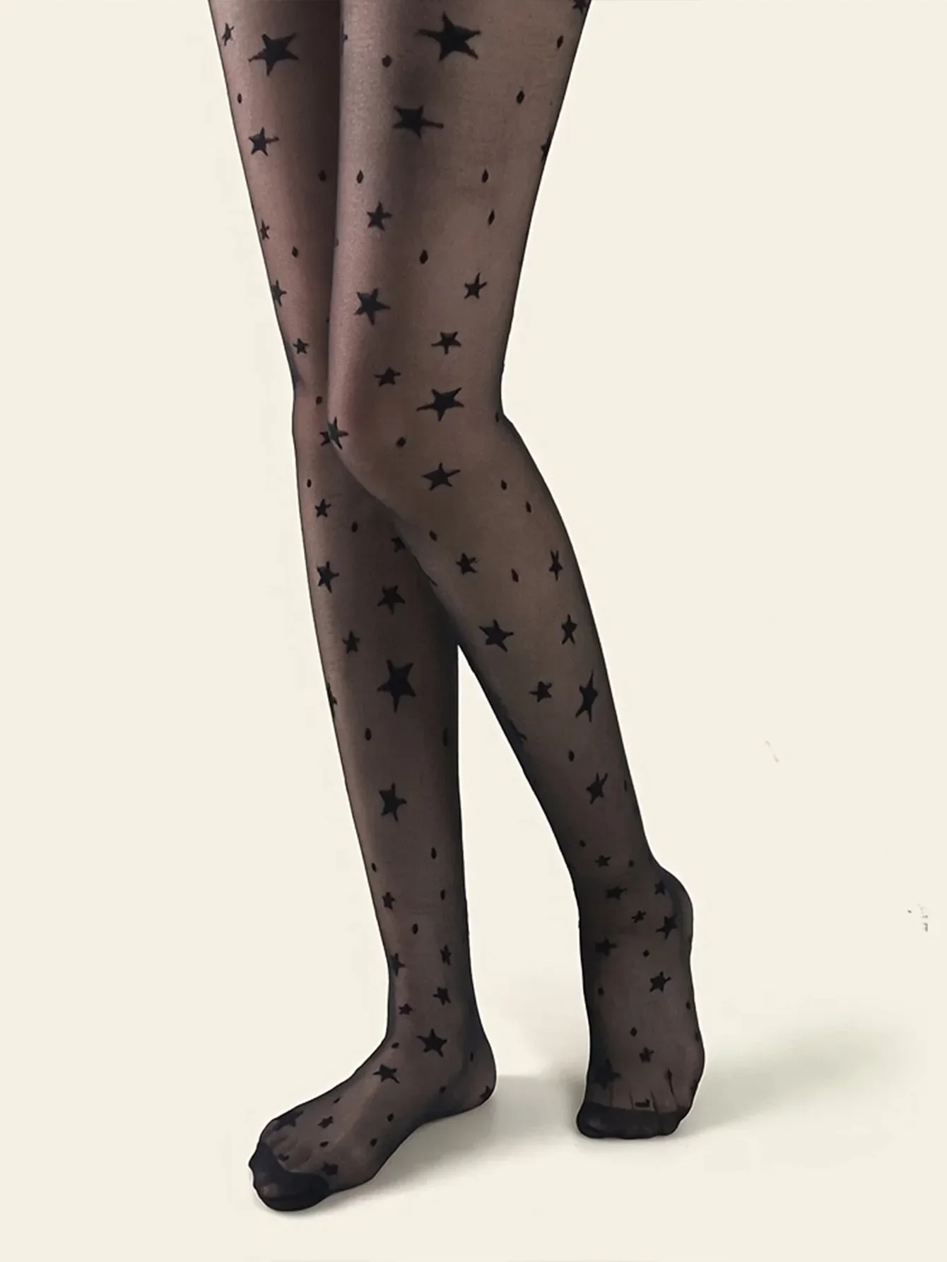 

1 Pair Thin Silk Stockings Polka Dot Star Jacquard Pantyhose Sexy Anti-hook Silk Female Socks