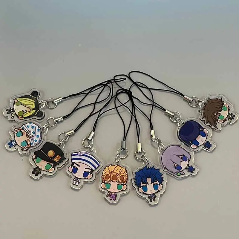 JJBA ремешок для мобильного телефона Kujo Jotaro акриловый кулон Jonathan Joestar Kawaii ремни милый подвесной веревочный чехол для телефона Декор подарок JJBA ремешок для мобильного телефона Kujo Jotaro акриловый кулон Jonathan Joestar Kawaii ремни милый подвесной веревочный чехол для телефона Декор подарок