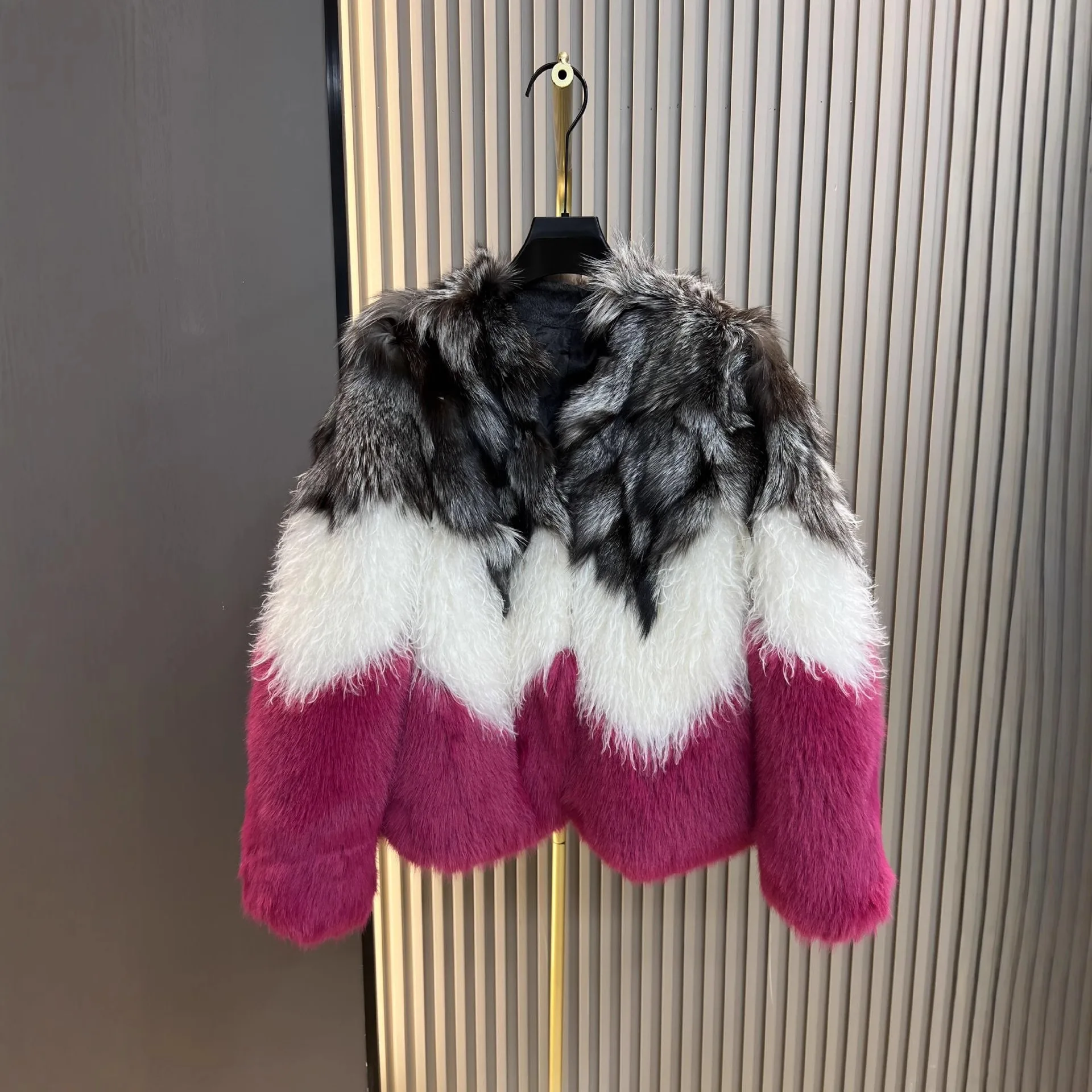 

Thickened Warm Fur Women Winter Clothes Women Fashion Coats Short Jacket 2026 Spliced Fashion Color-Block Faux Fur Coat