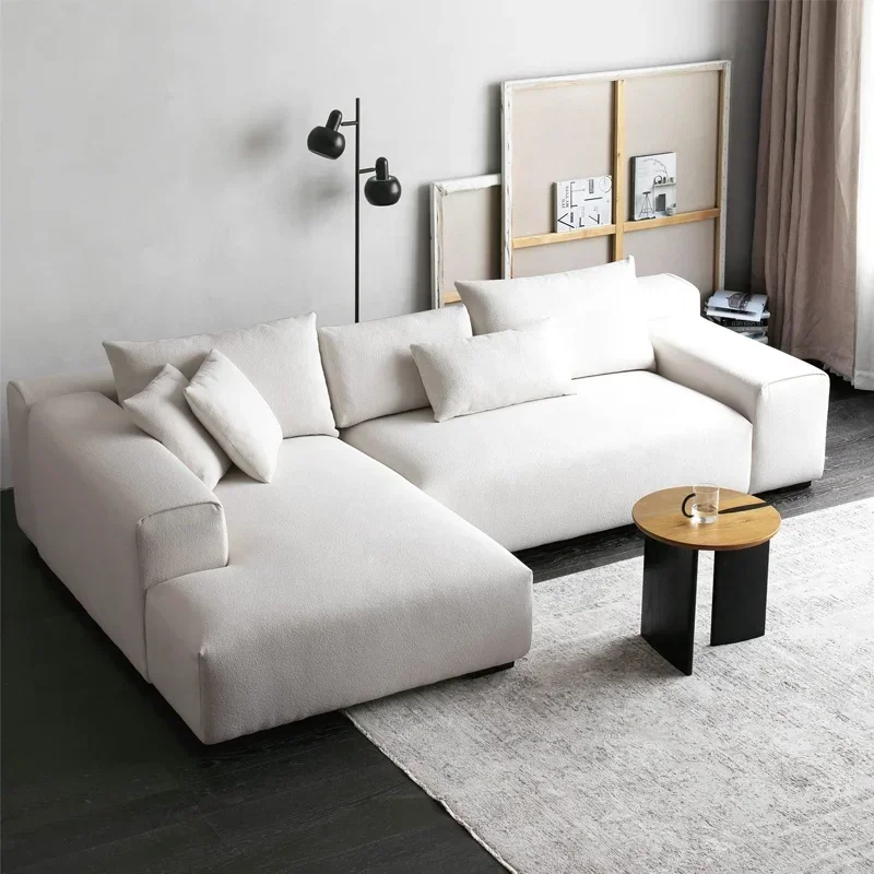 Ecksofa mit umkehrbarer Chaiselongue, mit Stoff gepolsterte Boucle-Sofagarnituren in L-Form