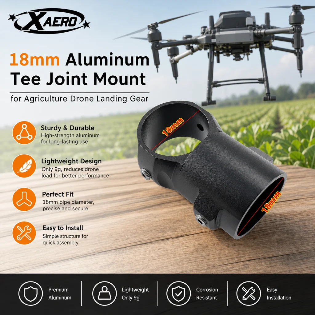 XAERO DIY 18mm Aluminum Tee Joint Three Way Mount for Agriculture Drone Landing Gear