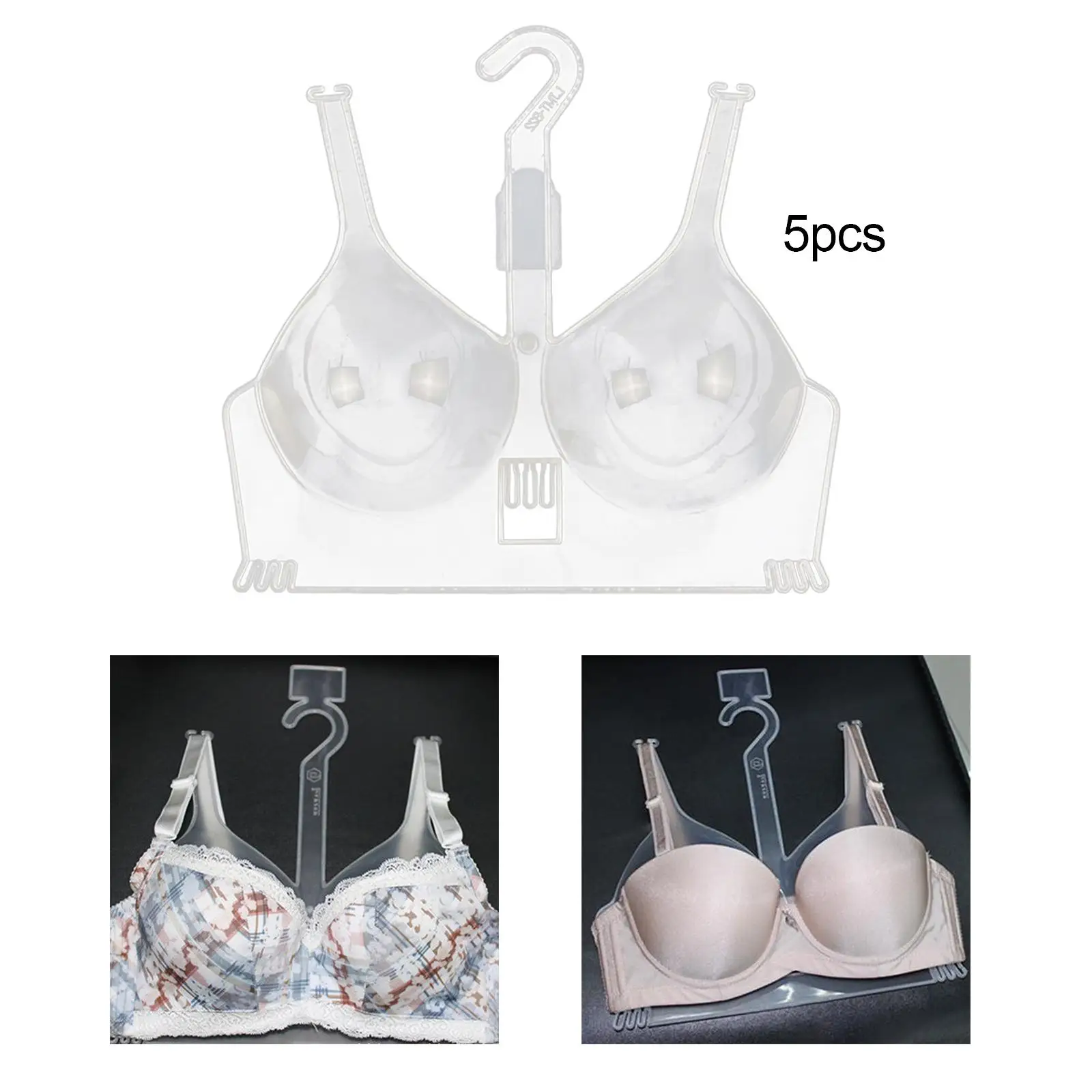 5Pcs Clear Bras Display Rack Hanging Bras Hangers Multifunctional Space Saving for Shop