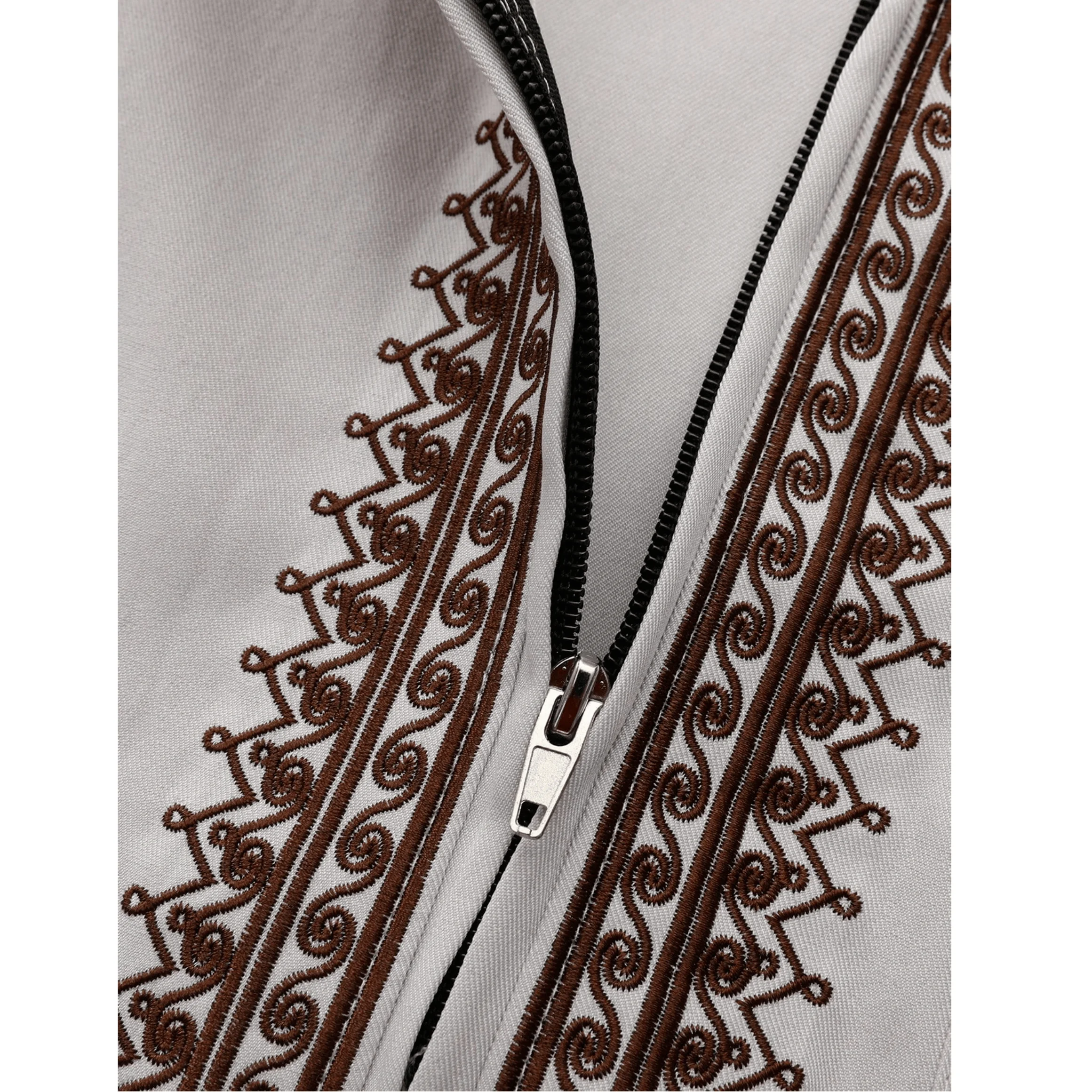 Robe longo masculino muçulmano, roupão bordado luxuoso de alta qualidade, casual, gola redonda, férias diárias, robe longo masculino
