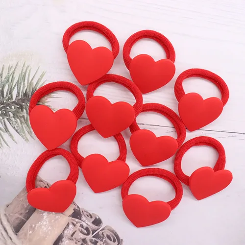 Imagen 2 del producto 2 unids/set nuevo estilo dulce bebé corazón rojo lindos adornos para el cabello bandas de goma para niños bandas elásticas para el cabello niñas regalo de fiesta