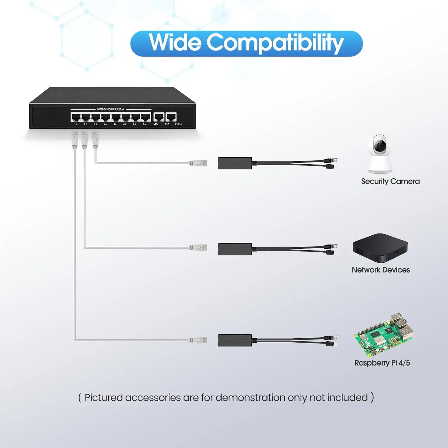 New POE Splitter 48V to 5V USB Female / tpye-C 100Mbps and1000Mbps Gigabit POE Camera Injector Power Supply for Huawei Hikvision - view 6