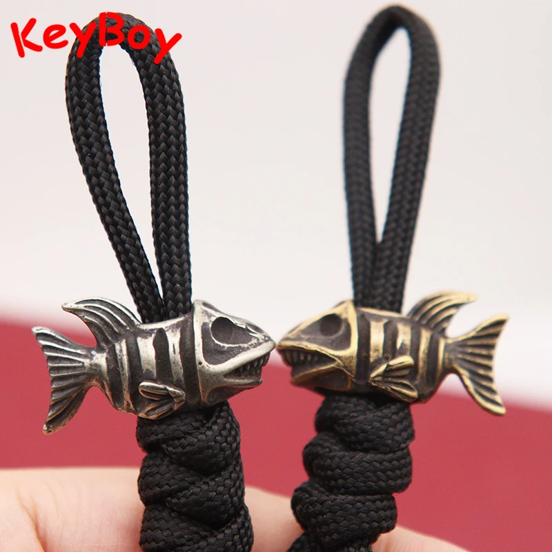 Shark Skeleton Brass Knife Beads EDC Outdoor DIY Paracord Woven Accessories Lanyard Pendants Umbrella Rope Flashlight Hangings