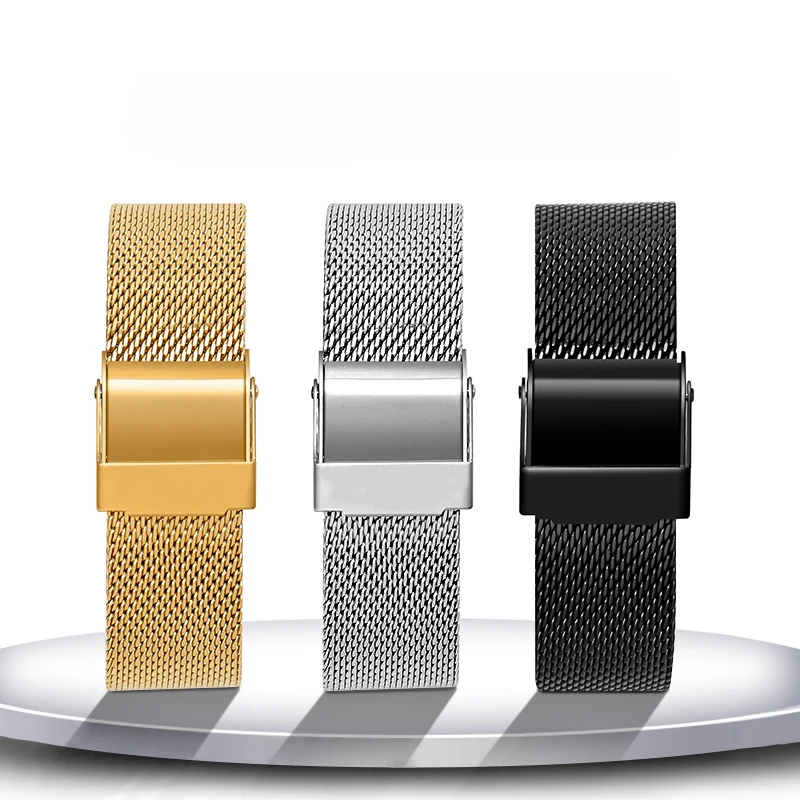 Metal Steel Strap, Milanese Mesh Strap 0.6 Wire Buckle Metal Stainless Steel Watch Accessories