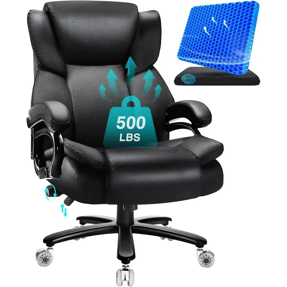 

500 lbs Capacity Large Ergonomic Office Chair with Gel Cushion, Heavy Duty High-Back Chair for Plus-Size Individuals, Adjustable