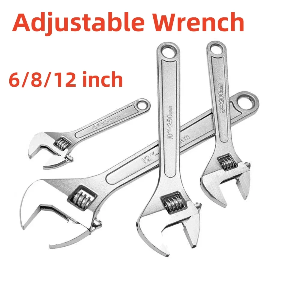 Adjustable Wrench Large Openin long Handle Universal Spanner Carbon Steel Mechanical Workshop Hand Repair Tools Wrench Tools